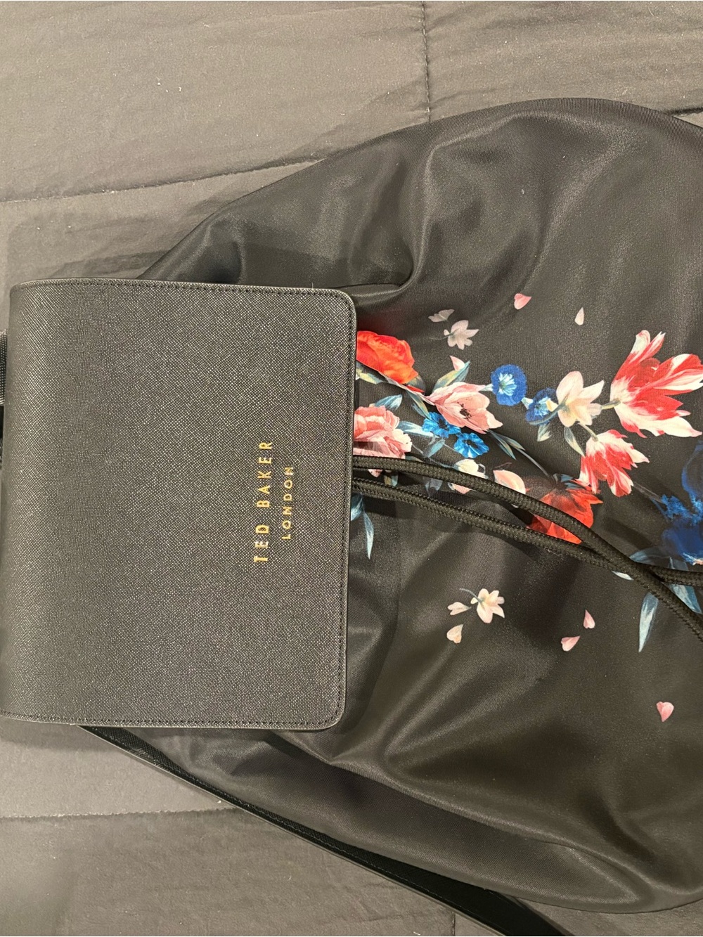 Ted Baker London Black Crossbody with Floral Panel
